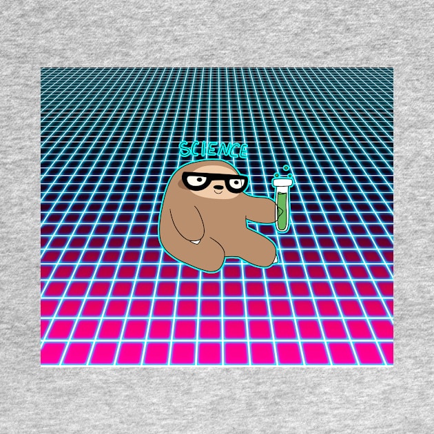 Science Sloth Vaporwave Grid Pattern by saradaboru